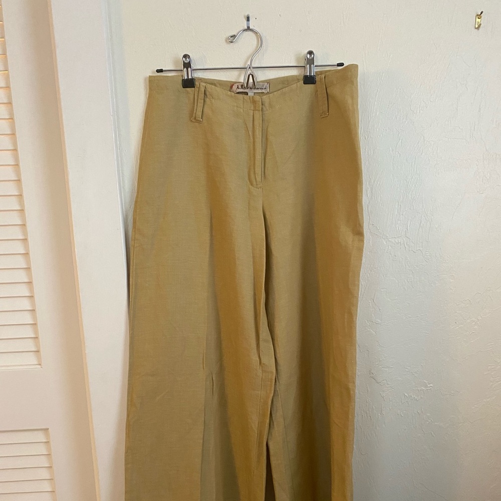 Wide leg linen pants, light mustard yellow, size 6